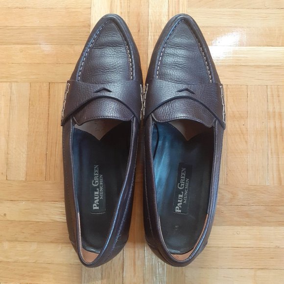 Made in Austria, PAUL GREEN Leather in & out Toffee Brown Penny Loafer 8us/5.5uk - Picture 1 of 4